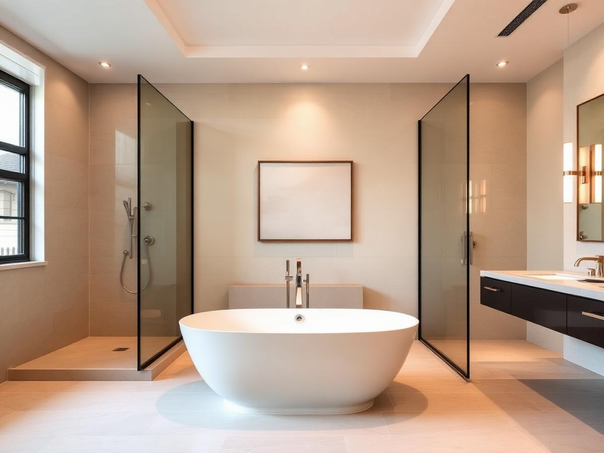 Salle de bain élégante avec bain autoportant